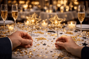 stelle scintillanti a tenere in mano per festeggiare capodanno