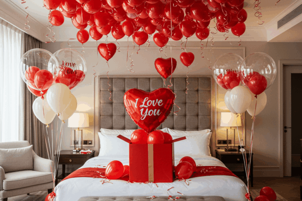 allestimento-san-valentino-hotel-camera-delivey-ristorante-cuori-rossi