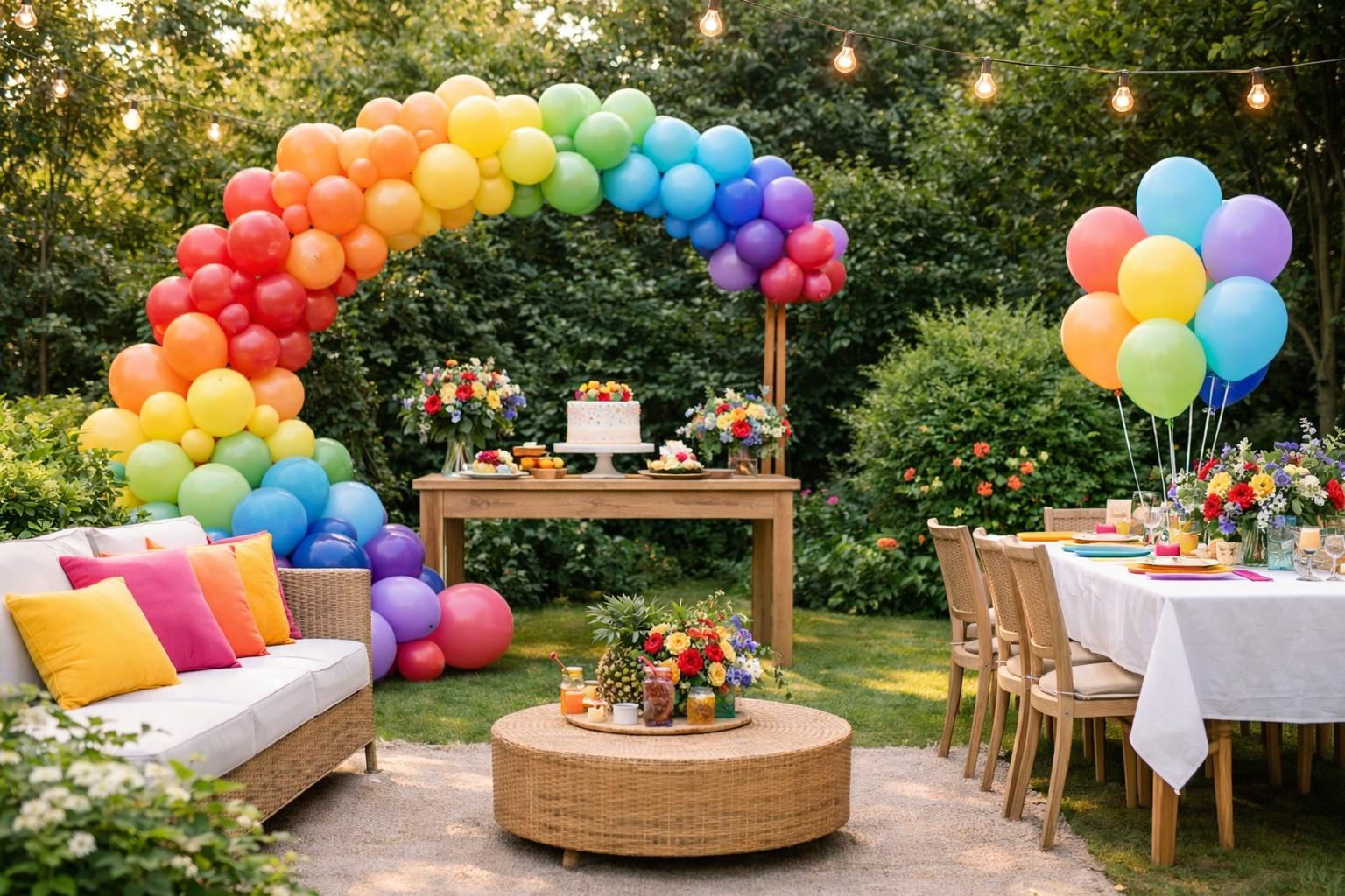 Allestimenti con palloncini per feste all’aperto: idee per giardini e terrazze
