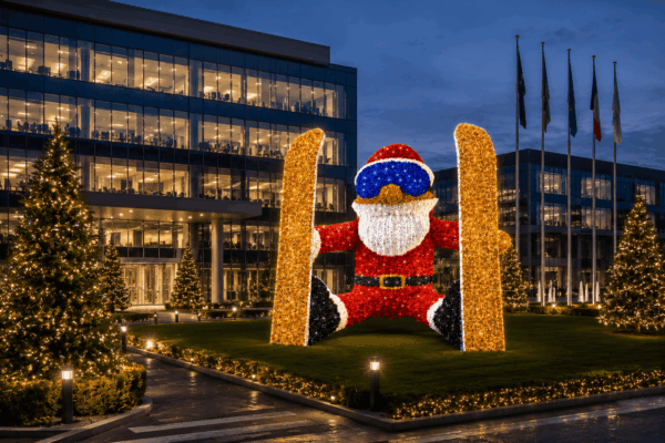 Il Giardino Luminoso di Natale babbo natale sciatore