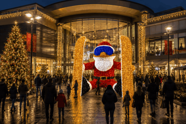 Il Natale Monumentale del Centro babbo natale sciatore
