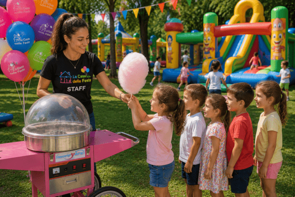 Carretto zucchero-filato-compleanno-bambini -Gonfiabili-parco giochi