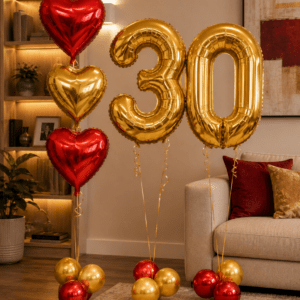 Composizione Palloncini Numero con Cuori Mylar