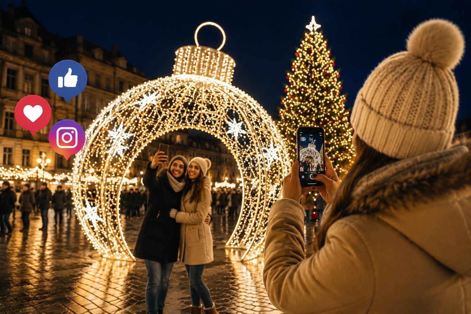 Installazioni luminose natalizie e social media: il valore delle photo opportunity