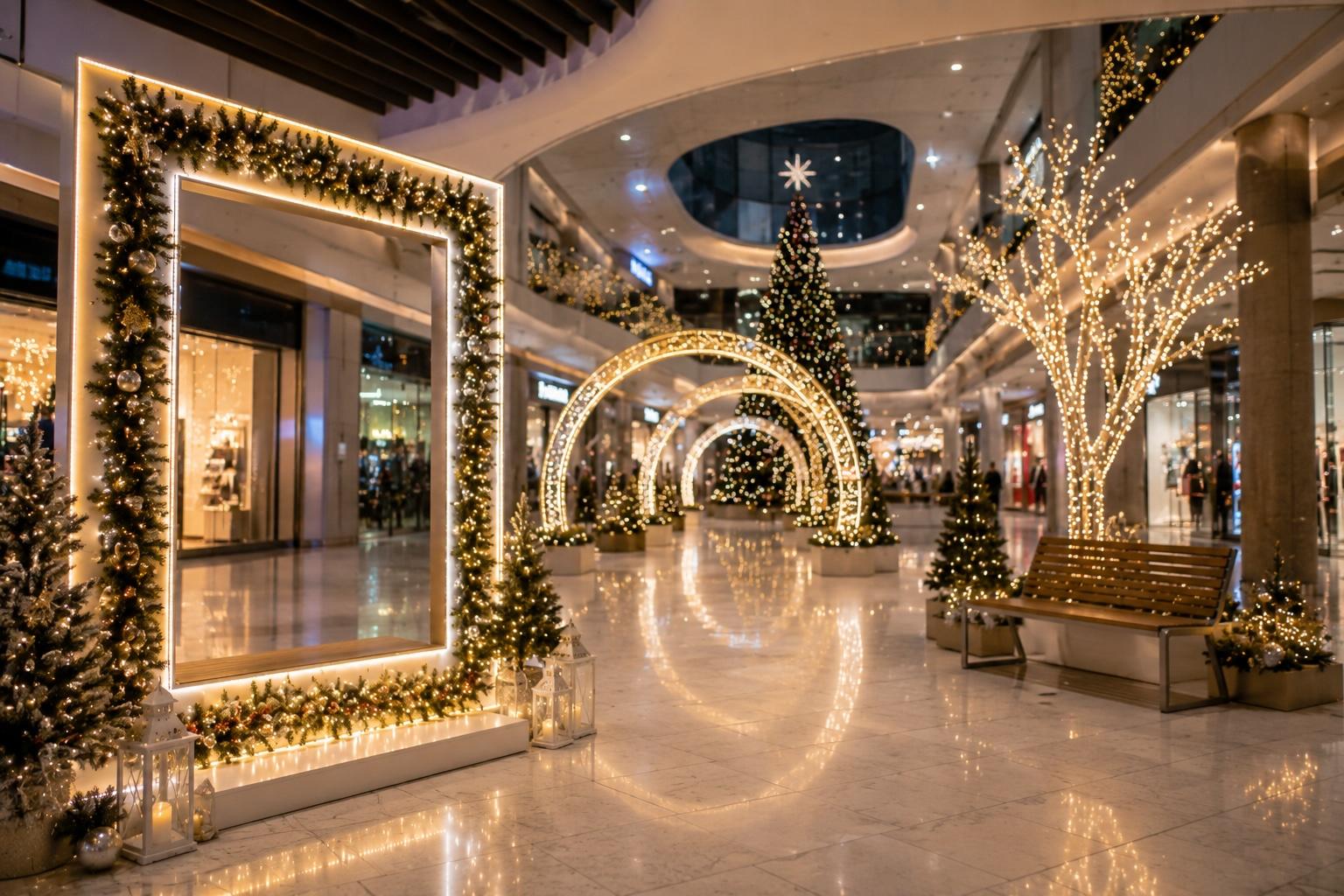 Installazioni luminose per centri commerciali: idee per creare punti fotografici irresistibili