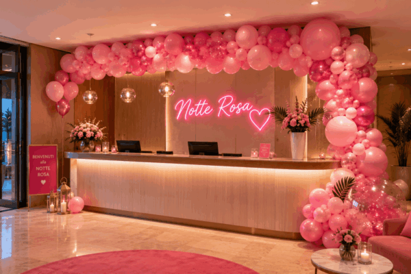 reception-hotel-notte-rosa-decorazioni-palloncini