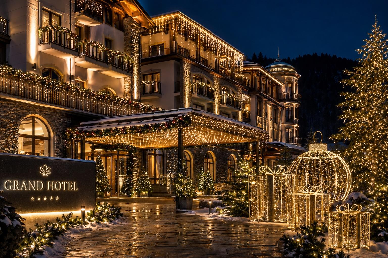 Come trasformare un hotel in una destinazione natalizia grazie alle installazioni luminose