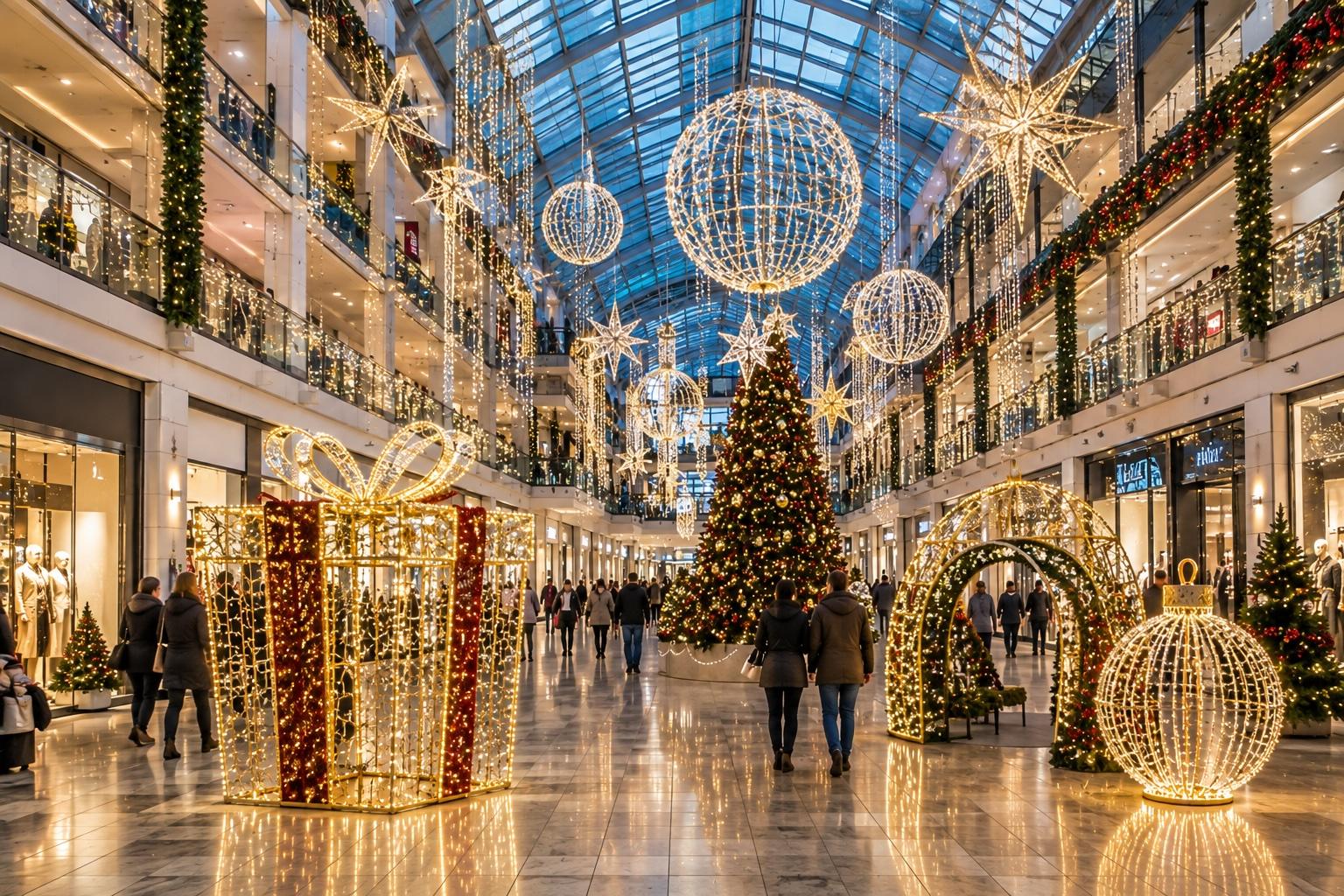 Come scegliere le installazioni luminose natalizie per una galleria commerciale