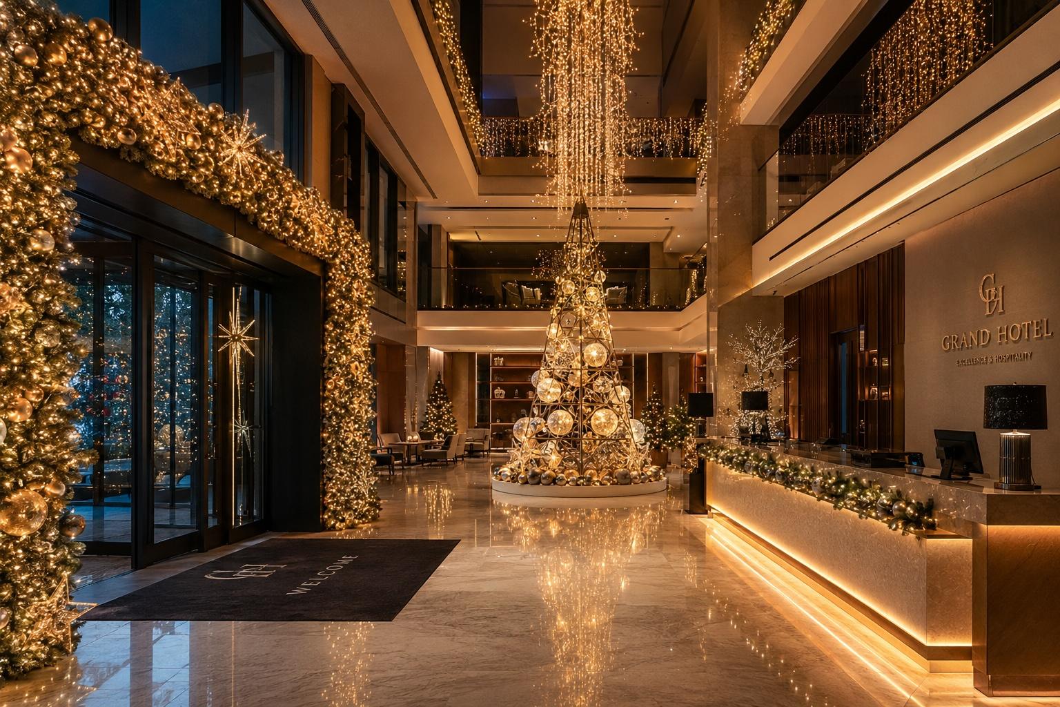 Installazioni luminose per hall, ingressi e aree comuni degli hotel
