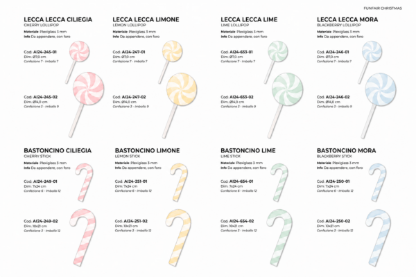 LELLA LECCA e BASTONCINI - colori vari - APPESI CANDY PASTELLO