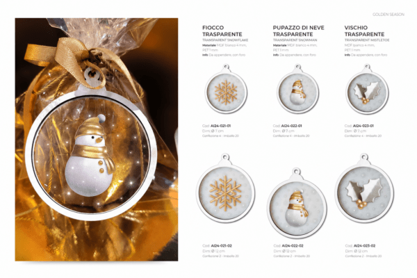 PALLINE TRASPARENTI BIANCO ORO - APPESI