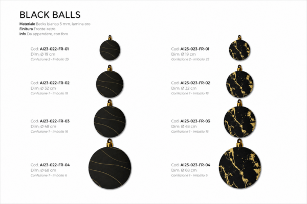 PALLINE nere + LAMINA ORO - APPESI